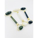 Rolo Pedra de Jade + Placa Gua Sha Massagem Facial Anti Ruga Rolinho Jade