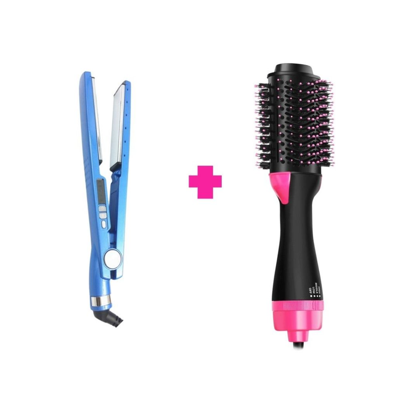 Kit Escova Secadora + Chapinha Pinkless – Alise e Modele com Resultado de Salão ( 110V ou 220V)